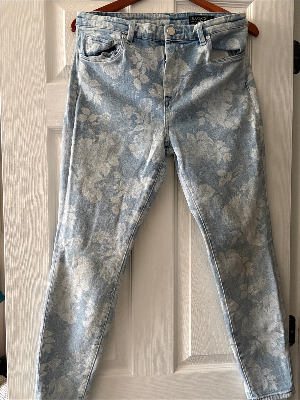 Blank NYC Light Blue Floral Skinny Jeans